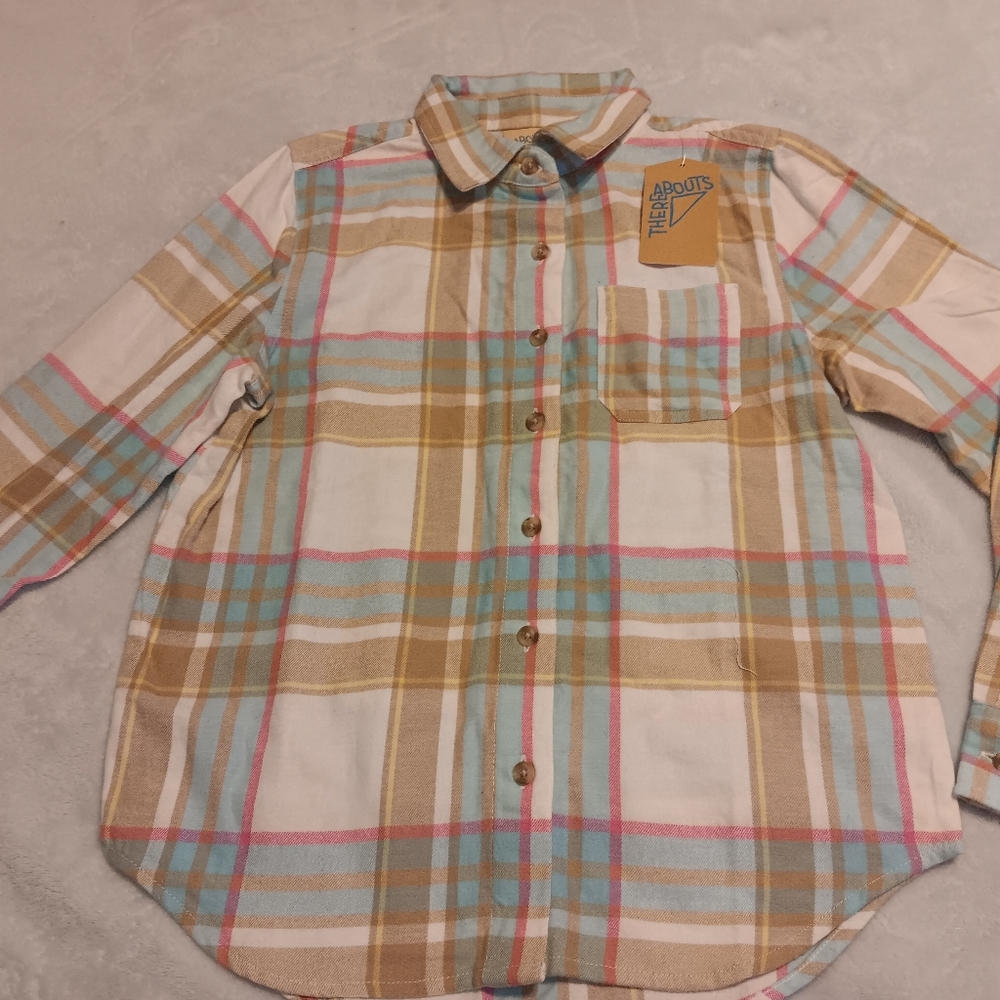 Girls Plaid Button Down